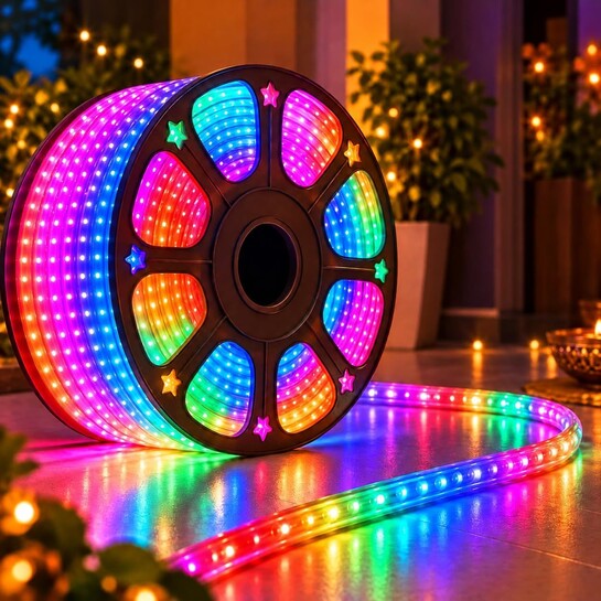 Desidiya 5 Metre Multicolour LED Rope Light for Diwali Decoration, Flexible Bendable Pipe Light for Home, Balcony, Gate, Terrace & Ceiling Cove, Plug-in Decorative Lights for Christmas & Wedding