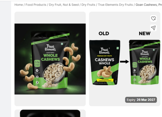  True Elements GOAN CASHEWS, 2 KG AT 1293 646 PER KG