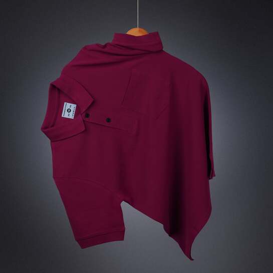 Pi T-shirts Pure Cotton Wine Red Polo Pocket XXXXL size Tee-shirt