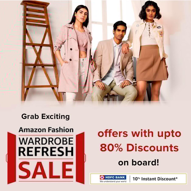 Grab Exciting Amazon Fashion Wardrobe Refresh Sale offers with upto 80 Discounts on board
