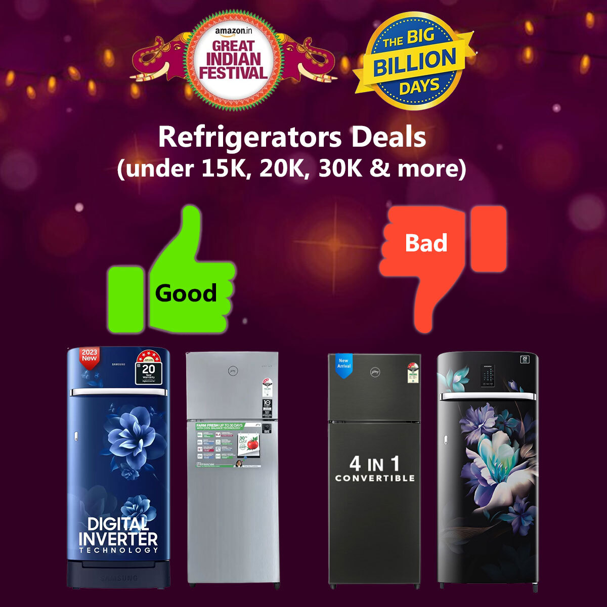 Good & Bad Refrigerators Deals in Big Billion Days & Amazon Festival