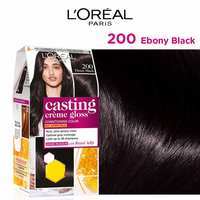 L'Oreal Paris Casting Crème Gloss Hair Colour 200 (Ebony Black) with Manicure Kit FREE, 405 g

