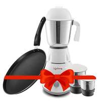 Lifelong Power Pro 500-Watt Mixer Grinder with 3 Jars (White/Grey) and Non-Stick 26.5 cm Dosa Tawa Super Combo | Kitchen Gifting Combo (1 Year Warranty)