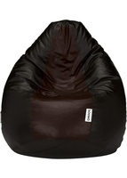 Amazon Brand - Solimo Xxxl Bean Bag Filled With Beans (Black And Brown)(Faux Leather)