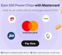 CheQ App: Earn 500 Power chips with Mastercard | Valid on all Utility Bills & Recharges above ₹500