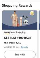 Flat 100 OFF on Amazon Shopping order of Min 250/- [Account Specific]