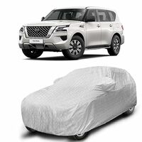 Sulfar 100% Waterproof Car Body Cover Compatible with Mirror for Nissan Patrol with Long Lasting Durable Material (Triple Stitched, Full Bottom Elastic, Metallic Silver)