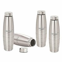 Sizzle Stainless Steel Water Bottle Set – 4 Pack, 1000ML Each – Durable Leakproof Reusable Bottles – Silver Finish – Ideal for Kids, Adults, Gym, Office, Travel