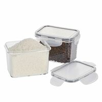 Steelo Sofresh Soclick Plastic Container Set Kitchen Organiser Air Tight Container Fridge Safe US FDA Approved PET Food Grade Heavy Duty Material,BPA Free (Clear,900ml,Pack of 2)