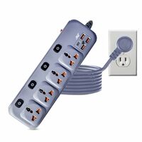 Ant PS431 Power Strip Individual Power Switch,10ft Universal Extension Cord 4 AC Outlets 3USB 1Type C PD Port, Max 2500W, 220-250 Volts, Multiple Outlet Extender for Home Office Store_ Grey