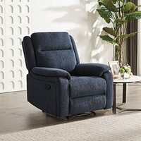 Amazon Brand - Solimo Kalvian Manual 1 Seater Fabric Recliner (Blue)