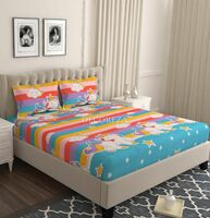 TC Cotton Feel All Around Elastic Premium Elastic Fitted Bedsheets King Size for Double Bed Elastic Fitted with 2 Pillow Covers