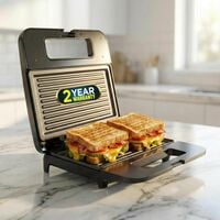 iBELL SM410N Sandwich Maker Electric with Nonstick Grill and Toast Plates, Handle Locking Function, 800W (Black)