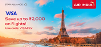 Air India - save up to ₹2,000 on flights with select Visa Credit or Debit Cards