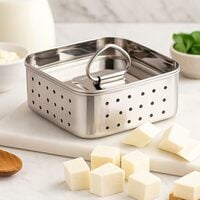 Paneer Maker Stainless Steel – Paneer Press Mould with Lid, 500ml Paneer Strainer Box