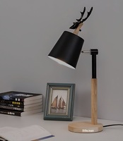 BillieJean Nordic Modern Wood Base Adjustable Antler Table Lamp