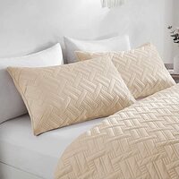 BSB HOME 100% Cotton Ultrasonic 280 Tc Solid King Size Quilted Bed Cover/Bedspread/Rajaai with 2 Pillow Case,(Luxurious,Beige Or Camle,90X100 Inches,254X228 Cm),1 Quilt 2 Matching Pillow Covers