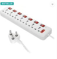 Skeisy EXT-107 Switch Universal Surge Protector With 7 Socket 7 switch 7 Socket Extension Boards  (White, Red, 3 m)