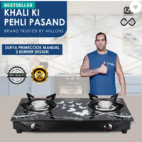 Sigri-wala Primecook Manual Cute Design Toughened Glass Gas Stove Stainless Steel Manual Gas Stove  (2 Burners)