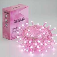 40 LEDs 11 m Pink Steady String Rice Lights 