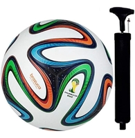 ATLETO World Cup Official Match Ball | Professional Soccer Ball with Pump | White Football with Green, Blue & Orange Design | Durable PU Material | Size 5 Training & Match Football 