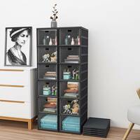 KUBER INDUSTRIES (Pack of 2) 6-Tier Transparent Plastic Collapsible Closet/Cabinet | Grey Plastic Free Standing Chest of Drawers  (Finish Color - Grey, DIY(Do-It-Yourself))