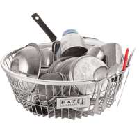 HAZEL Round Stainless Steel Dish Drainer Basket for Kitchen | Rust-Proof Medium Utensil Drying Rack | 51.5 cm (location specific)