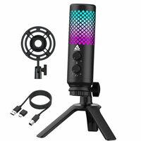 Audio Array AM-C30 Metal RGB Professional USB Microphone | One-Touch Mute, Gain & No-Latency Monitoring Controls