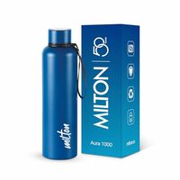 Milton Aura 1000 Thermosteel Water Bottle, 24 Hr Hot and Cold I Leak Proof Lid, ISI Certified I Vacuum Insulated I for Office, Gym, School I Dark Blue