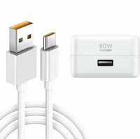 MAK 80W Supervooc Fast USB Charger With White USB to C Cable For Realme 6 A Mobile Charger with Detachable Cable (WHITE)