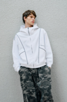 White Contour Zip Hoodie 