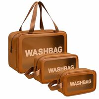 Toiletry Bag Set of 3 Transparent Waterproof Travel Wash Bags Pouches with Handle
