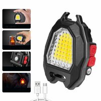 Keychain 4 in 1 LED with 7 Mode Rechargeable Flashlights with Lighter,Whistles,Bottle Opener for Outoor,Indoor,Hiking with Magnet Base Ultra Bright 800 Lumens Portable Emergency COB Light