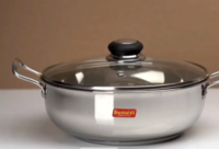 Instamart: Sumeet Stainless Steel ISI Certified Induction Bottom Kadhai with Glass Lid (1.4L) 