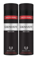 DENVER Black Code Cologne Body Talc - 100g Each (Pack of 2) 