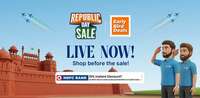 Flipkart Republic Day Sale - Early Bird Deals are Live - Up To 60% - 80% Off + 10% instant discount on HDFC CC