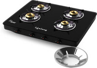 Lifelong Gas Stove with Toughened Glass Top | High-Efficiency Burners & Anti-Skid Legs Glass Manual Gas Stove (4 Burners)