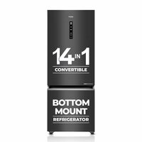 Haier 325 L 3 Star Frost Free Bottom Mount Double Door Refrigerator|Convertible 14-in-1|Jhukna Mat-Bottom Freezer|Digital Display Panel|Triple Inverter|Twist Ice Maker (HEB-333GB-P, Graphite Black)