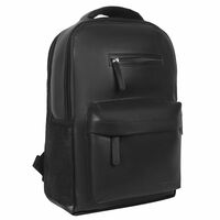 Amazon Basics Leather Laptop Backpack (15.6 Inch) | Water Resistant | Large Storage Compartments | Breathable Shoulder Straps | for Office, Travel or College (Black)