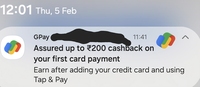 Googlepay Tap&Pay -Get upto ₹200 cashback on min ₹200 payment