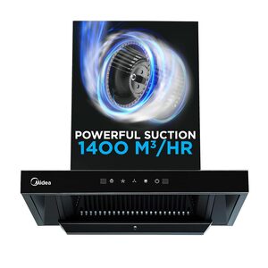 Midea 60 cm 1400 m3/hr Filter-less, T Shape kitchen Chimney (Falcon Auto Clean), Black