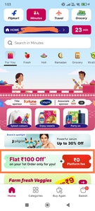 Flat 100 OFF flipkart minutes at 199 MOV