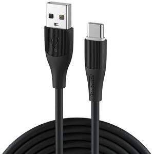 Portronics Silklink 3A USB A to Type C Fast Charging & Data Sync cable for Type C Smartphone, Premium Silicon cable, 1M (Black)