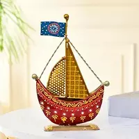 CraftVatika Metal Turkish Ship Boat Naav Showpiece - Home Decor Figurine for Living Room, Bedroom, Office Desk - Tabletop Desktop Side Corner Decoration (Type 2), Multicolor