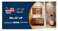Amazon - Upto 40% Off Big Bathroom Sale [March 13- 15 ] + Bank Offers  - Brands Like - Hindware Kohlar Plantex & more