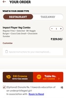 burger king impact player veg combo