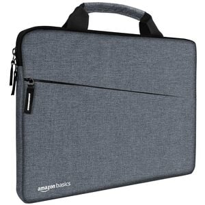 Amazon Basics Laptop Bag Sleeve Case Cover Pouch with Handle for Men & Women | 14.1 Inch Laptop with Padded Laptop Compartment | Zipper Closure | Water Repellent Nylon Fabric (Grey)
