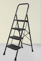 Plantex Premium Foldable Ladder for Home Use - Durable Alloy Steel ladder/4-Step Ladder for Safe and Easy Access (Black & Grey)