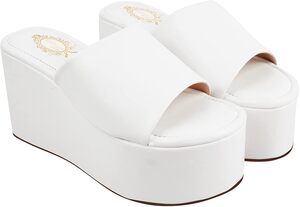Shoetopia girls Little White Wedge Sandal - 8 UK 