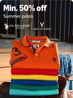 Amazon - Min 50% Off Summer Polos - Van Heusen - US Polo & More